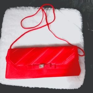 Shoulder Carry, Fancy, Satin w/ Snap Close Front, Bright Red, used once.